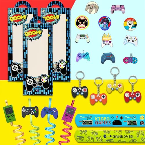 110PCS Video Game Party Favors, Gamer Goodie Bag Stuffers and Supplies - style: Video Game