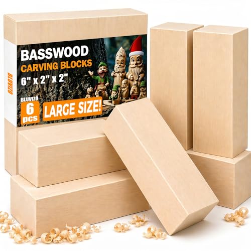 Basswood Carving Blocks 6 PCS: 6" x 2" x 2" Large Whittling Wood Blanks - color: 6 PCS (6"x2"x2")