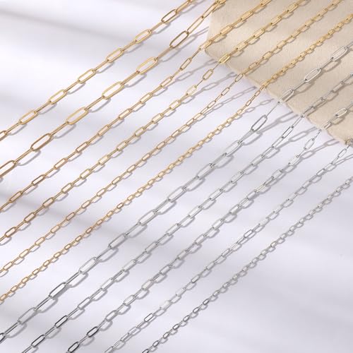 UMAOKANG 10 Meters Stainless Steel Jewelry Chains Soldered Paperclip Chains Bulk on Spool Necklace Bracelet DIY Jewelry Chain Roll - color: Steel, size: 2.5mmx6.4mm
