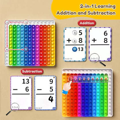 JoyCat 144 Addition & Subtraction Flash Cards with Learning Board, Ages 4-8
