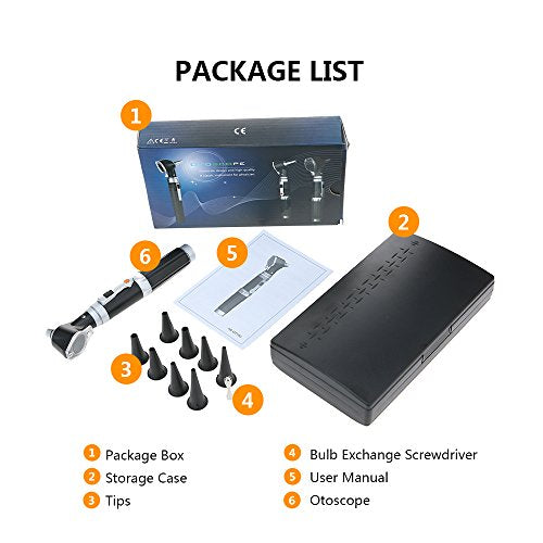 Mini Ear Otoscope, Bysameyee Magnification Diagnostic Ear Scope with LED Direct Illumination Light, Ear Healthy Tool for Doctors Nurses Adults Kids Baby Elder Pets Animals - size: HS-OT10G