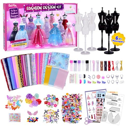 Fashion Designer Kits for Girls with 6 Mannequins, 800+ Craft Kits for Kids