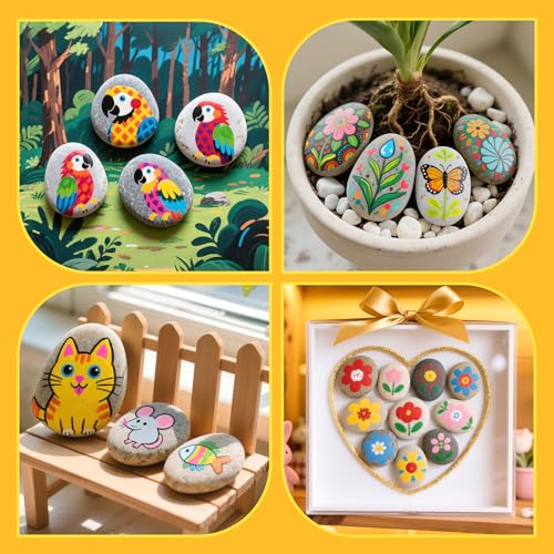 Simetufy 100Pcs 2-4 Inch River Rocks for Painting, Large Flat Smooth Stones - size: 2-4in-100pcs