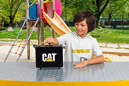 CAT Construction Toys, Store N Go Playset - Tin Travel Case Transforms into Multi-Level Worksite, Includes 2 Little Machines Vehicles & 10 + Accessories, Portable STEM Toy for Kids Ages 3 + - style: Store N Go Playset