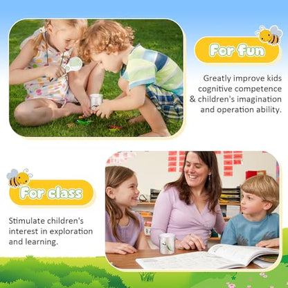 STOBOK Insect Observation Cup 2.75 Inch Transparent Bug Viewer Jar with Magnifying Lid and Air Vent 6 Pack for Kids Outdoor Nature Exploration and Educational Play