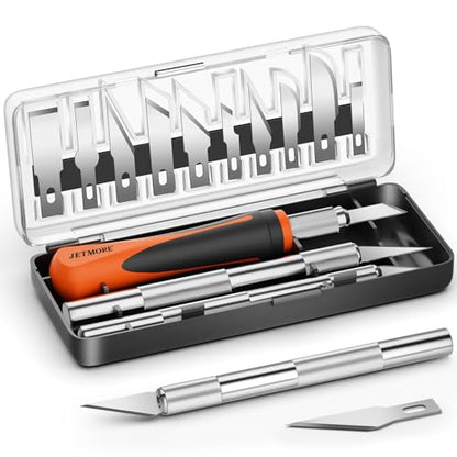 JETMORE 16 Pcs Exacto Knife, Craft Knives with 13 SK5 Steel Blades for Art - color: Orange-16pcs