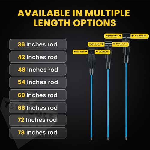 T&T Tools 36-Inch Mighty Probe Metal Soil Probe – 3/8" Round Rod - 1 Pack - size: 36-Inch Long Overall w/ 3/8" Metal Round Rod