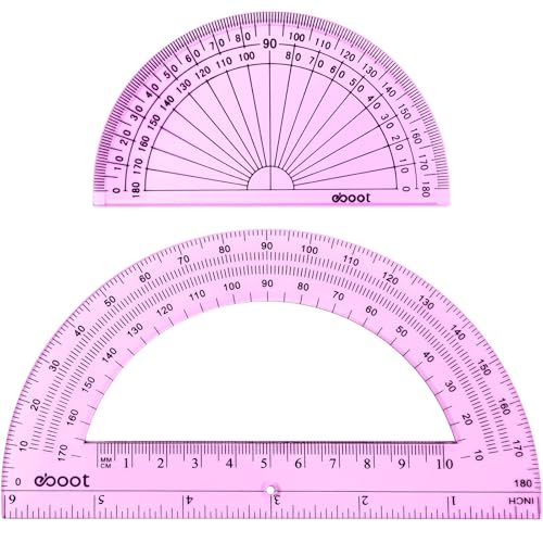 EBOOT 2 Pcs Plastic Protractors - color: Pink