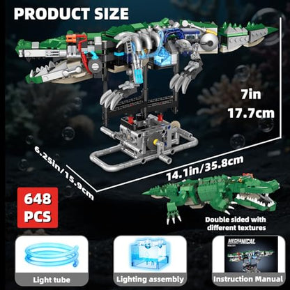 Mechanical Crocodile Building Set with LED Lights for Boys 8-12+ - color: Crocodile