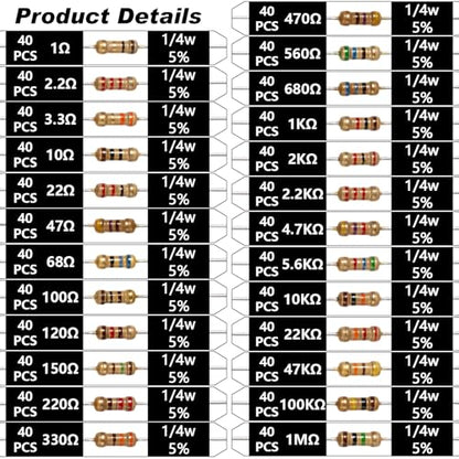 Chumia 1324Pcs Electronics Components Compatible with Arduino Raspberry Pi