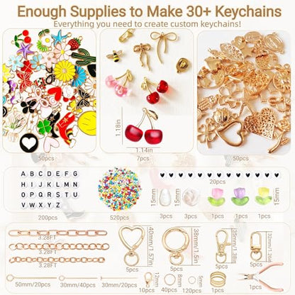 NewOasis 768Pcs Keychain Making Kit,DIY Bag Charm Kit,Huge Variety - color: Gold-768pcs kit