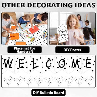 Qyeahkj Black Dot Bulletin Board Paper Roll Black Polka Dot Bulletin Board Background Paper Fade Resistant Classroom Decoration Poster Art Craft Home Wall Education Decor Supplies 17.7in x 20ft - style: Black Dot