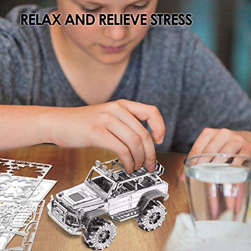 Piececool 3D Metal Puzzle for Adult SUV Car Model Kits, Vehicle Car Models Building Kit, Brain Teaser 3D Puzzle DIY Craft Kits, Birthday, 157 Pcs - color: Silver Suv
