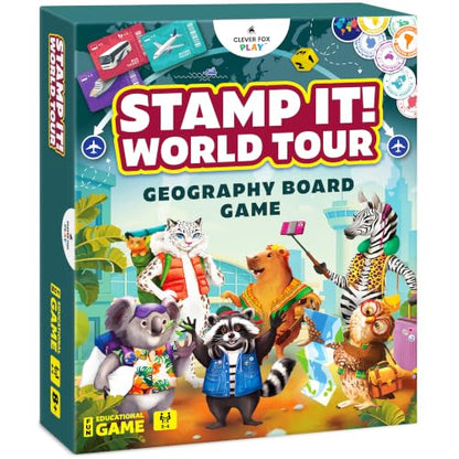 Stamp It! World Tour, Educational Map Geography Board Game for Kids 8-12