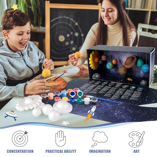 Pllieay 3D Solar System Model, Solar System Project Kit Include Display Box - style: 3D Solar System Model Kit