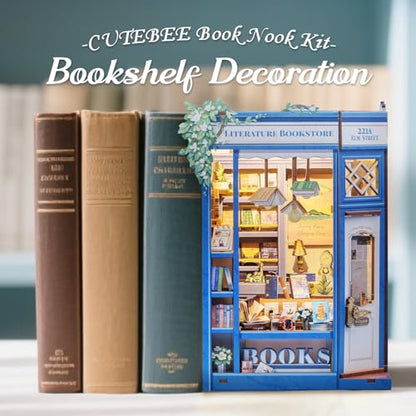 CUTEBEE Book Nook Kit for Adults, DIY Miniature House Kit, Mini House - color: Literature Bookstore