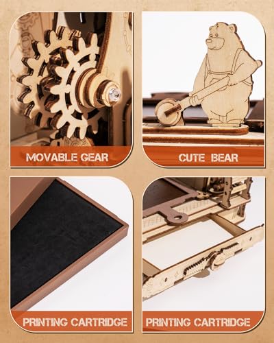 3D Puzzles for Adults - Wooden Puzzles for Adults, Classic Printing Press Building Kits, Wood Puzzles