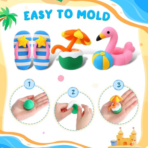 Capoda 18 Sets Summer Air Dry Clay Kits for Kids Back to School Gifts Bulk - style: Summer