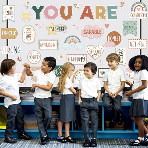 45pcs Boho Affirmation Station Bulletin Board Set Classroom Decor - style: Boho