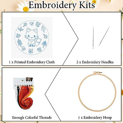 Louise Maelys Fox Embroidery Kit for Beginner, Animal Cross Stitch Kit - color: Fox