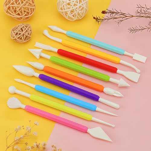 2 Set Air Dry Clay Tools, 18PCS Polymer Clay Tools Kit for Modeling, Plastic Clay Tools Sculpting for Kids, Adults, Molding, Shaping, Carving, Dotting, Trimming, Pottery, Craft Supplies Accessories - color: 18PCS