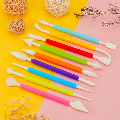 2 Set Air Dry Clay Tools, 18PCS Polymer Clay Tools Kit for Modeling, Plastic Clay Tools Sculpting for Kids, Adults, Molding, Shaping, Carving, Dotting, Trimming, Pottery, Craft Supplies Accessories - color: 18PCS