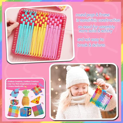 REENLIV Upgraded Weaving Loom Kit Toys for Kids & Adults, DIY Arts & Crafts - color: Pink