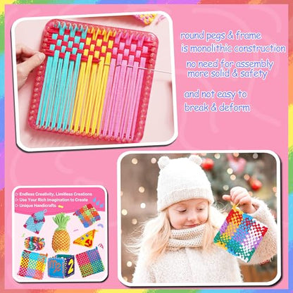 REENLIV Upgraded Weaving Loom Kit Toys for Kids & Adults, DIY Arts & Crafts - color: Pink