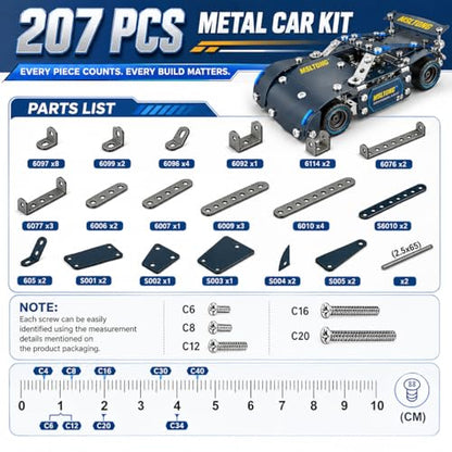 Assembly Metal Model Car Kit,207 Pieces - color: Balck