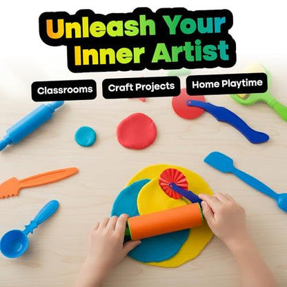 Hygloss Dough Tools 8 Pc Set, Cutters, Rollers and Rolling Pins for Kids - color: Tools (8 Pcs.)