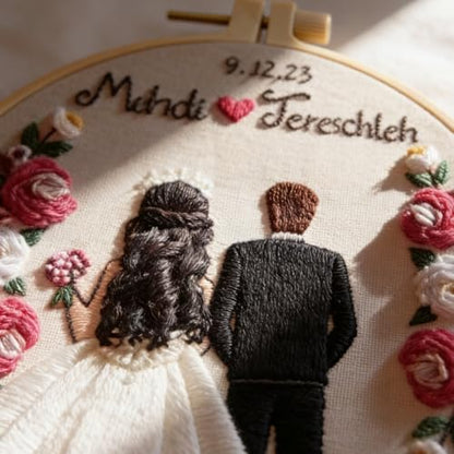 Wedding Photos Embroidery Starter Kit, Valentine's Day Gifts，DIY Needle Punch Kit, Punch Needle Kits for Beginners,Include Pre-Printed Fabric,Tools,Embroidery Hoop,Threads. (Wedding Photo No. 4) - color: Wedding Photo No. 4