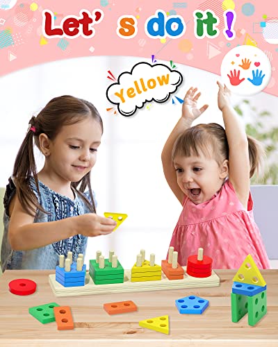 Montessori Sensory Toys for 1 2 Year Old Boy Girl Gifts, Puzzle for Toddler - style: Rainbow