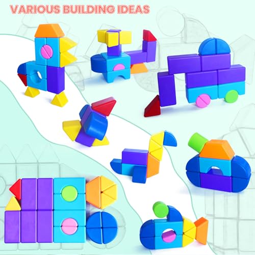 Large Magnetic Building Blocks, 8 Shapes & 8 Colors for Kids Ages 3+, 22PCS - color: 22 Pieces