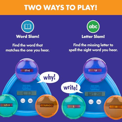 Educational Insights Sight Word Slam - Kindergarten Learning Activities, Sight Word Games, Electronic Phonics Flash Cards, Reading Games for Kids 5-7, Learn to Read CVC Words, Literacy Development