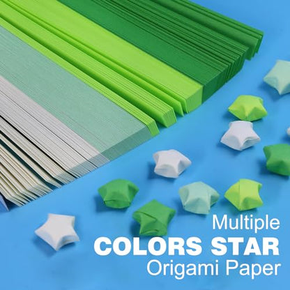 FoDau770 Solid Color Star Paper Strips - 1080 Sheet, Green Series - color: Solid Green Series