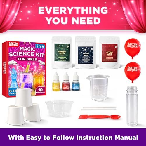 Doctor Jupiter Girls' Magic Science Experiments Kit for Kids Ages 8+ - style: Magic Science Kit for Girls: 8+