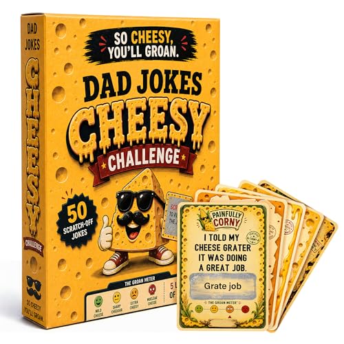 Dad Christmas Gag Gifts 2026 - Funny Dad Jokes Gifts For Dads Christmas - Funny daddy gift from daughter - Scratch Off Gag Gift for Husband, Men, Dads Stocking Stuffers - color: DadJokeCheesy