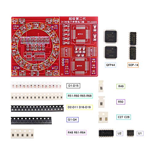 Soldering Practice Kit,DIY SMD SMT Welding Practice Soldering Skill Training Board (Soldering-120 Elements) - style: Soldering-120 Elements