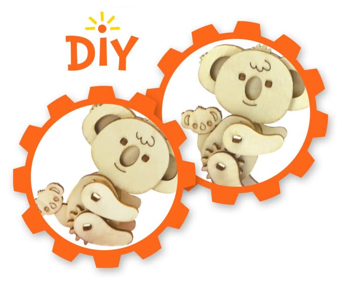 Wooden 3D Puzzle for Kids & Adults - Koala Model with Mechanical Gears, 1 Piece, 6.75 x 5.0 inches, Wood Craft, Ages 8+, Unisex - style: Koala