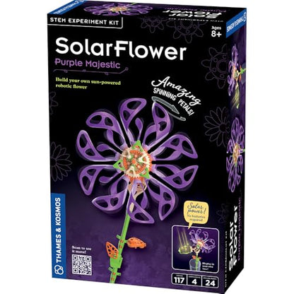 Thames & Kosmos SolarFlower Purple Majestic STEM Kit | Build a Motorized Solar-Powered Flower with Spinning, Colorful Petals, Educational Gift for Kids Ages 8+, Adults - color: Purple