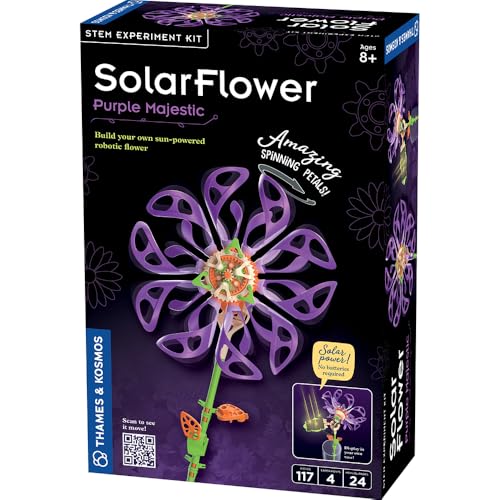 Thames & Kosmos SolarFlower Purple Majestic STEM Kit | Build a Motorized Solar-Powered Flower with Spinning, Colorful Petals, Educational Gift for Kids Ages 8+, Adults - color: Purple