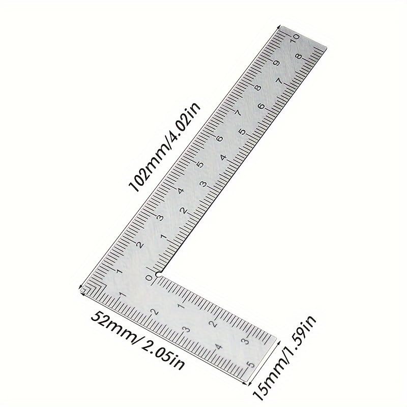 2Pcs Precision Stainless Steel L-Shaped Ruler, Double-Sided High Accuracy Measuring Tool for Leather Craft & DIY Projects