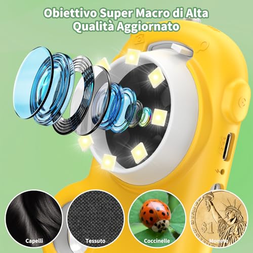 2 in 1 Microscope for Kids & Video Camera, Deepoter 1000X Digital Microscope with 2.0" Screen, Portable Handheld Kids Camera Toys, STEM Educational Science Kit Gifts for 3-12 Age Years Old Boys Girls