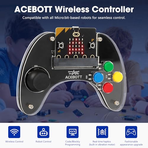 ACEBOTT Wireless Controller for Micro:bit Kit, STEM Kit Coding Robot kit Compatible with Makecode, Remote Control for Programming Learning, Gifts for Kids and Teens(Included Micro:Bit)