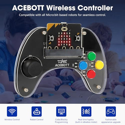 ACEBOTT Wireless Controller for Micro:bit Kit, STEM Kit Coding Robot kit Compatible with Makecode, Remote Control for Programming Learning, Gifts for Kids and Teens(Included Micro:Bit)
