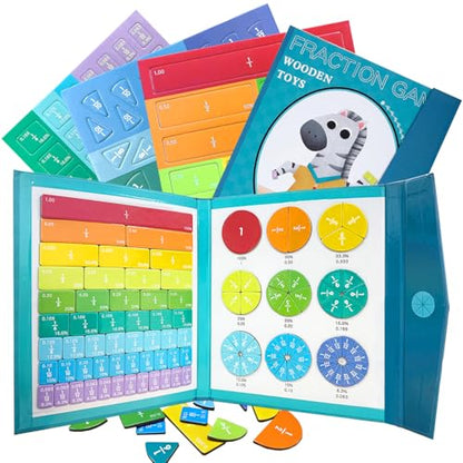 2026 New Magnetic Fraction Demonstration Book, Magnetic Fraction Tiles & Fraction Circles Set, Fraction Magnets for Teaching, A Hands-On Visual Fraction Learning Set