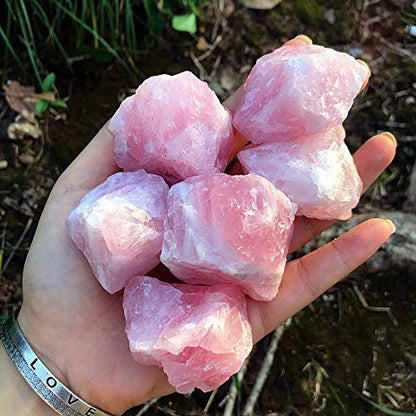 Zenkeeper 1Lb Natural Raw Rose Crystal Large Rose Quartz Stone Rough Gemstones Fountain Bulk Rocks for Tumbling, Cabbing, Polishing, Wire Wrapping, Wicca & Reiki Crystal Healing - color: Rose Crystal