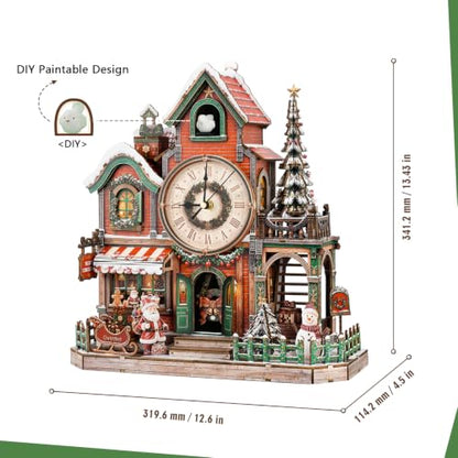 3D Wooden Puzzles for Adult,DIY Cuckoo Clock Kit(Christmas Cabin) - color: Christmas Clock