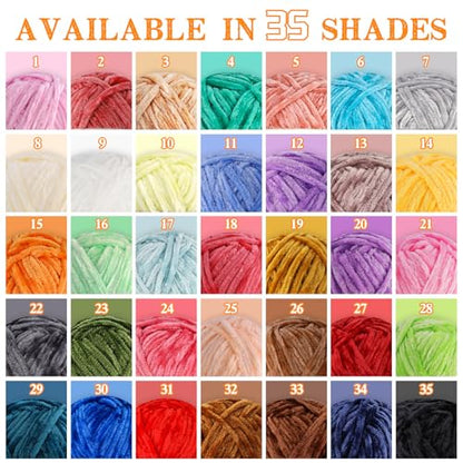LUNARM Chenille Yarn 3 Pack 3.5oz Chunky Blanket Velvet Yarn 263 Yard - color: Jade Green