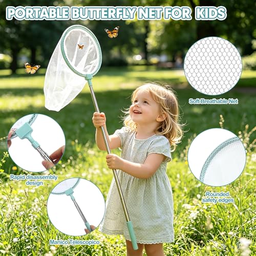 Kids Bug Catcher Kit, 11-Piece Outdoor Explorer Set with Bug Vacuum, Wooden Insect House, Butterfly Net, Ages 4-8